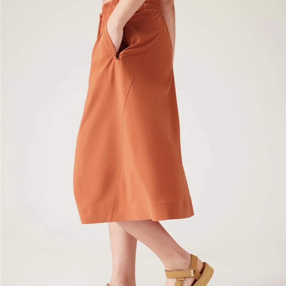 Athleta Rust Orange Midi Skirt - Picture 2 of 6